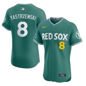 #8 Carl Yastrzemski Carmine Hose Men Baseball Limited Jerseys - Green