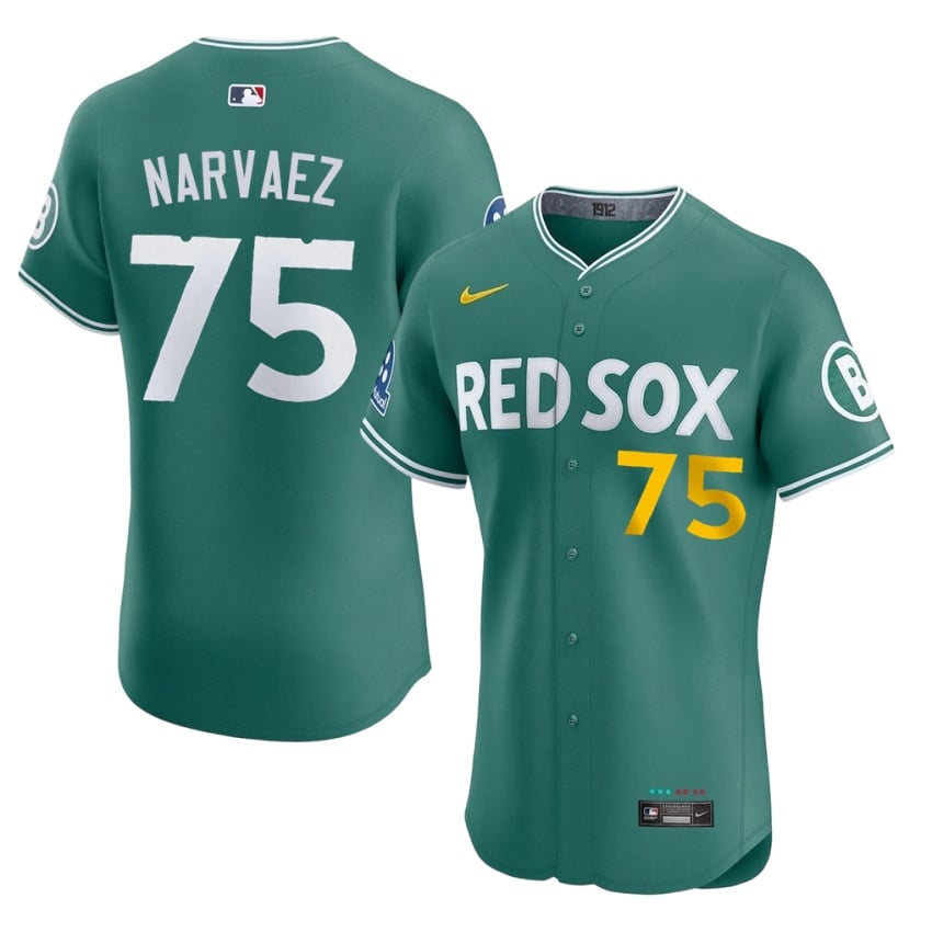 #75 Carlos Narvaez BRS Mens Baseball Player Jerseys - Green