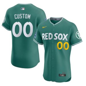 #00 Custom BoSox Men's Baseball Replica Jersey - Green
