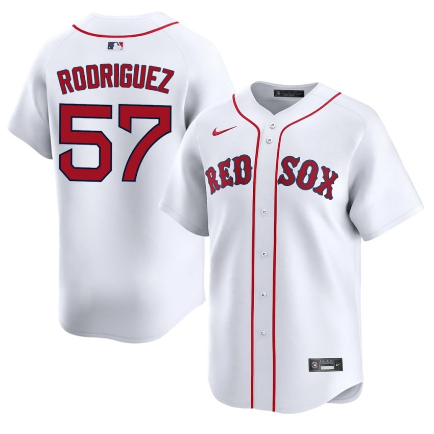 #57 Eduardo Rodriguez Boston Men Baseball Authentic Jersey - White