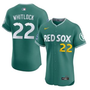 #22 Garrett Whitlock BRS Men's Baseball Official Jersey - Green