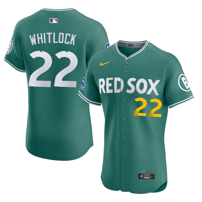#22 Garrett Whitlock BRS Men's Baseball Official Jersey - Green