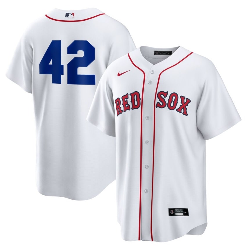 #42 Jackie Robinson Day BOS Red Sox Mens Baseball Player Jersey - White