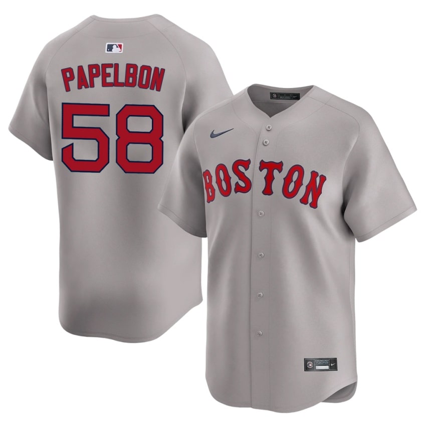 #58 Jonathan Papelbon The Sawx Men Baseball Official Jersey - Gray