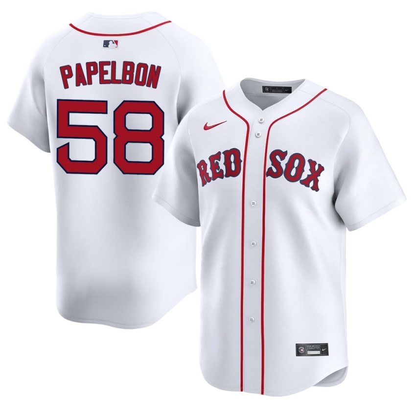 #58 Jonathan Papelbon The Sawx Men Baseball Authentic Jerseys - White