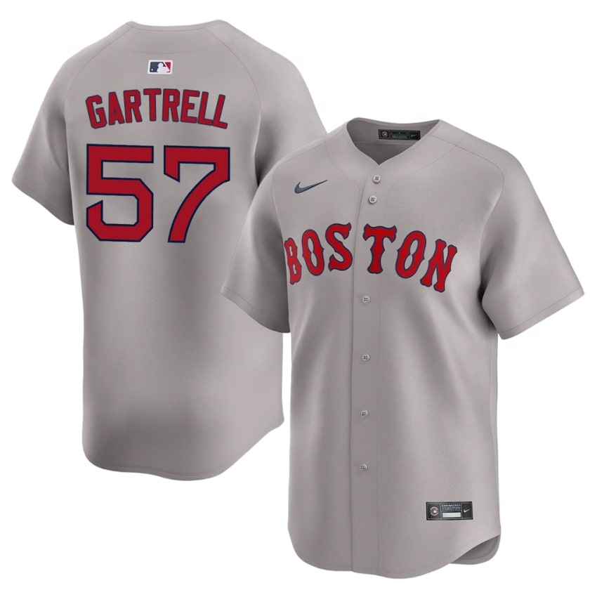#57 Joseph Gartrell Red Sox Men Baseball Stitched Jersey - Gray