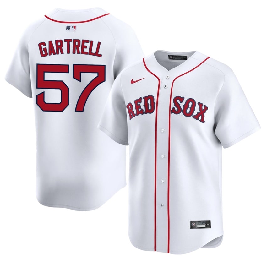 #57 Joseph Gartrell BoSox Men's Baseball Stitched Jerseys - White
