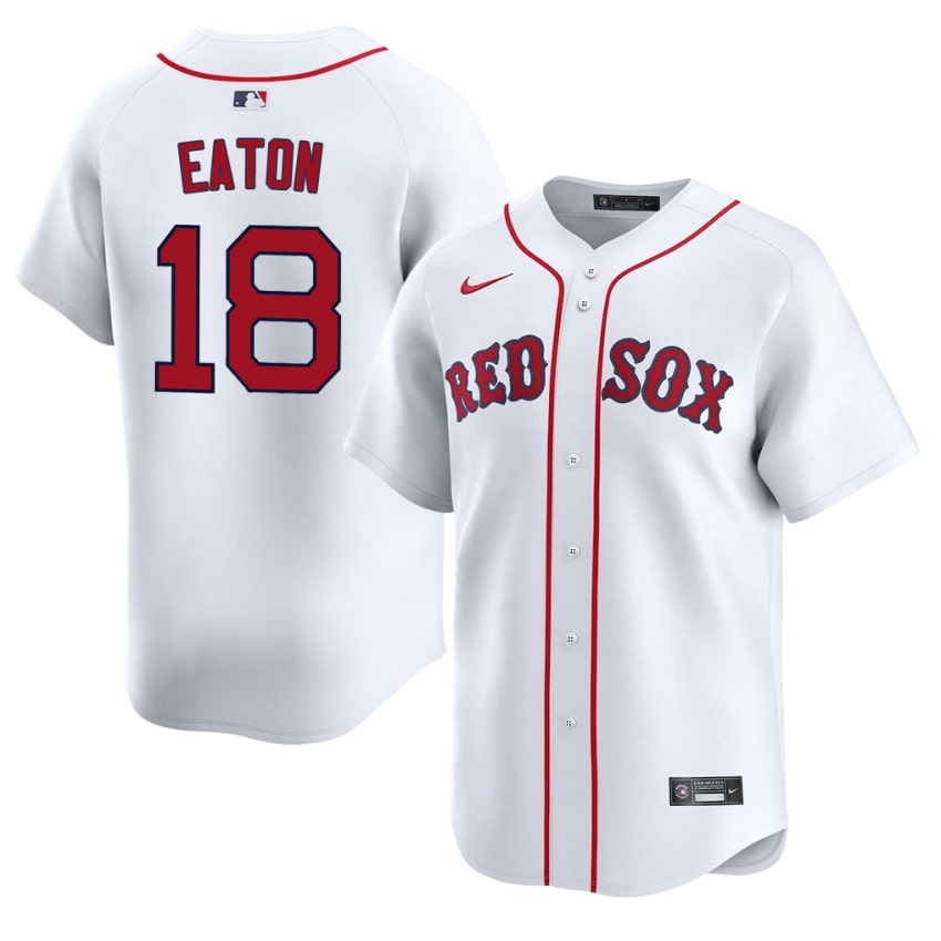 #18 Nate Eaton The Crimson Mens Baseball Official Jerseys - White
