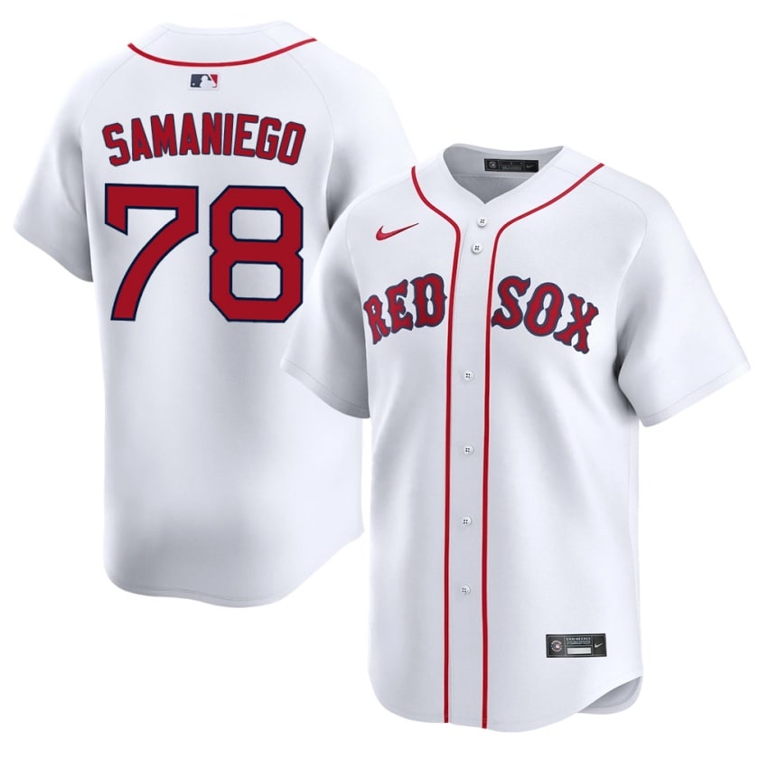 #78 Tyler Samaniego Red Sox Nation Mens Baseball Embroidery Jersey - White