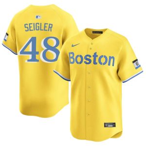 #48 Anthony Seigler Boston Men Baseball Limited Jersey - Gold