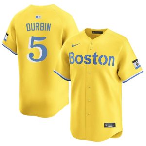 #5 Caleb Durbin The Sawx Men's Baseball Official Jerseys - Gold