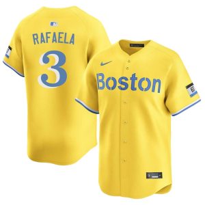 #3 Ceddanne Rafaela Red Sox Men's Baseball New Jersey - Gold