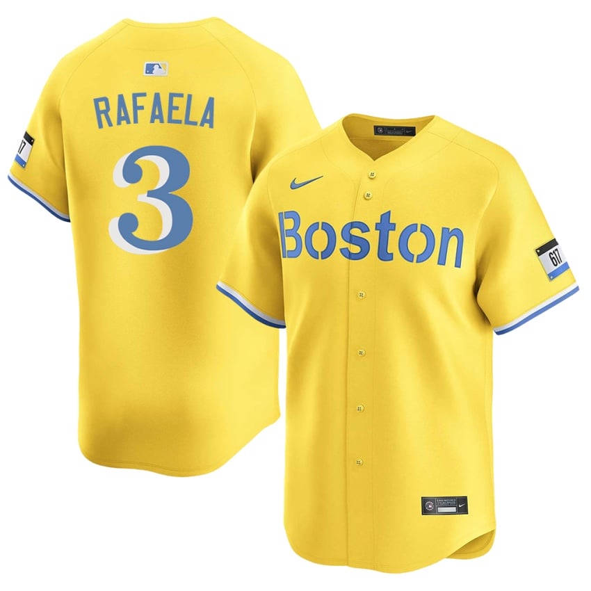 #3 Ceddanne Rafaela Red Sox Men's Baseball New Jersey - Gold
