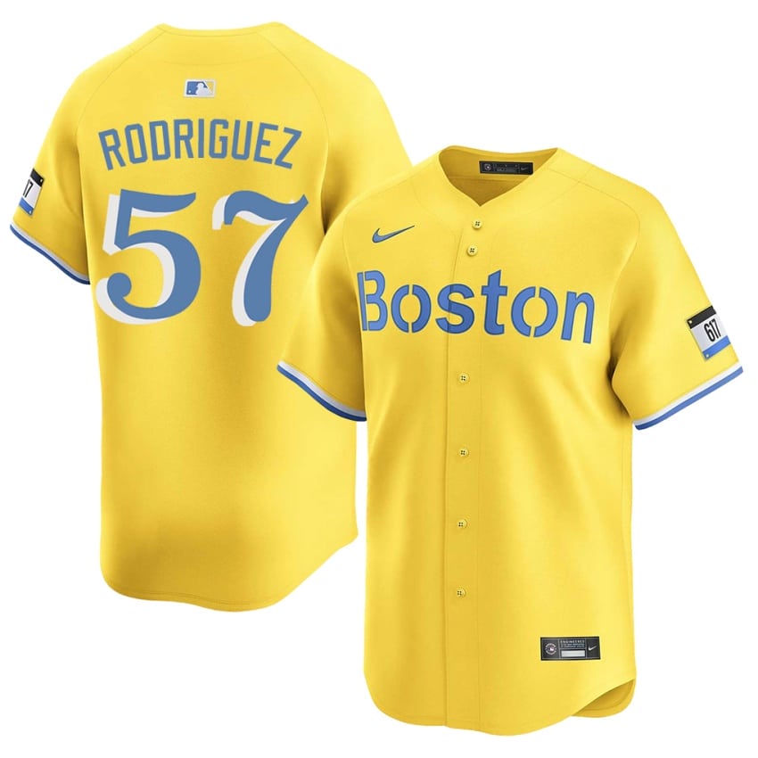 #57 Eduardo Rodriguez BOS Mens Baseball Official Jerseys - Gold