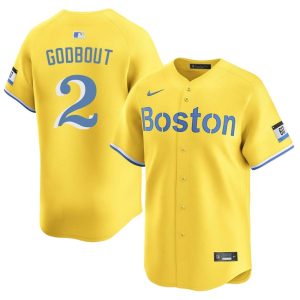 #2 Henry Godbout BOS Mens Baseball New Jerseys - Gold