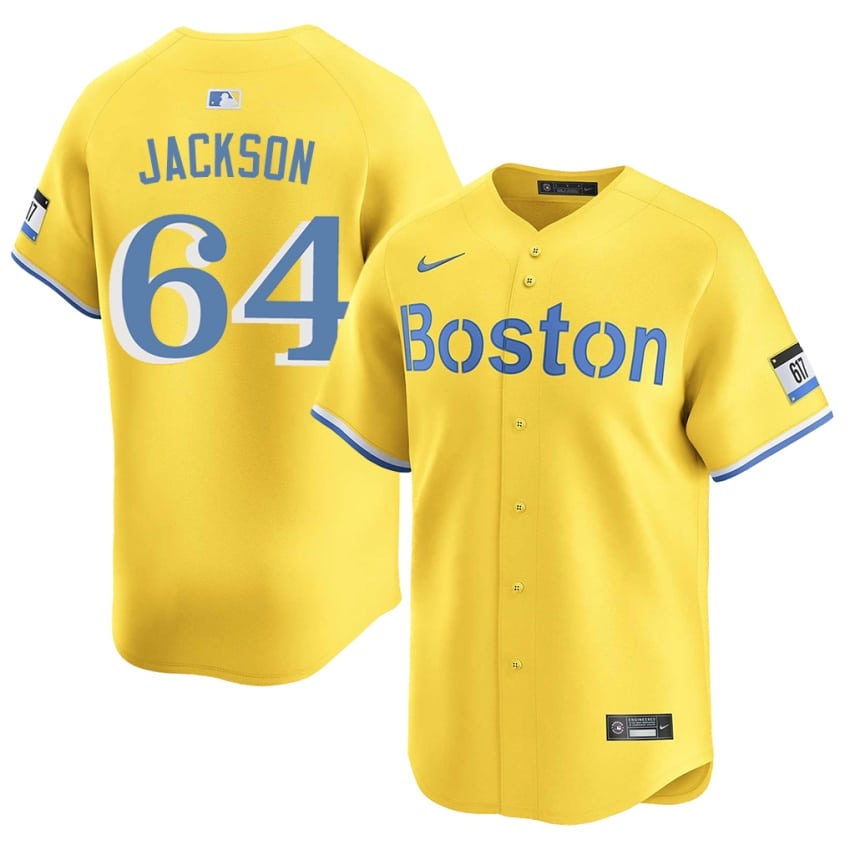 #64 Isaiah Jackson BOS Red Sox Mens Baseball Game Jersey - Gold