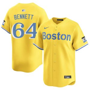 #64 Jake Bennett The Crimson Mens Baseball New Jersey - Gold