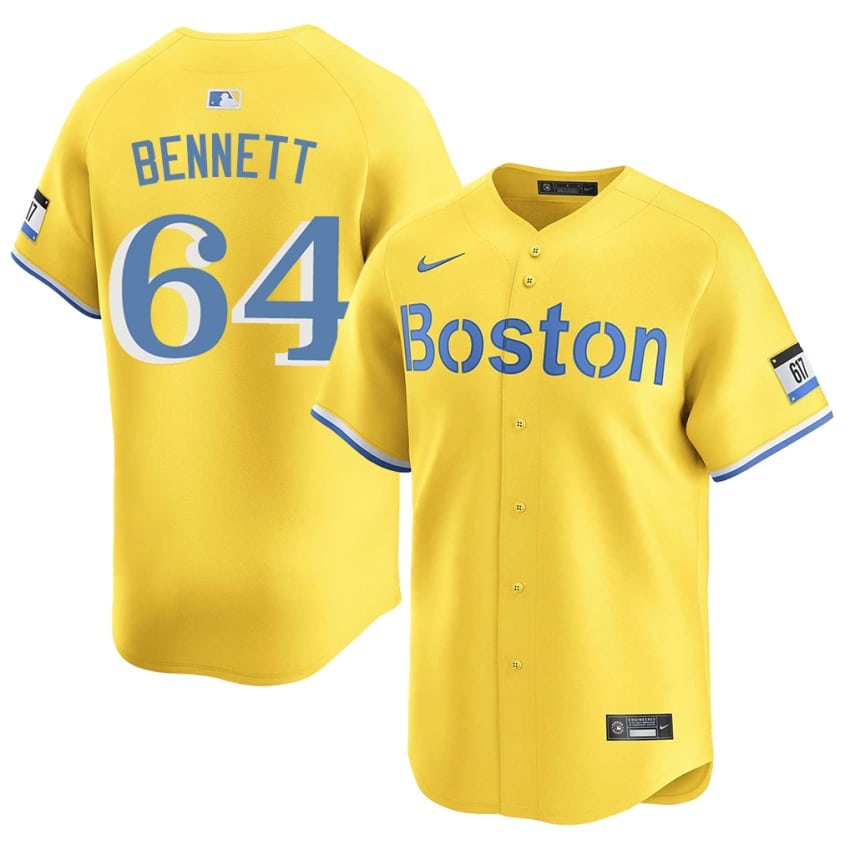 #64 Jake Bennett The Crimson Mens Baseball New Jersey - Gold