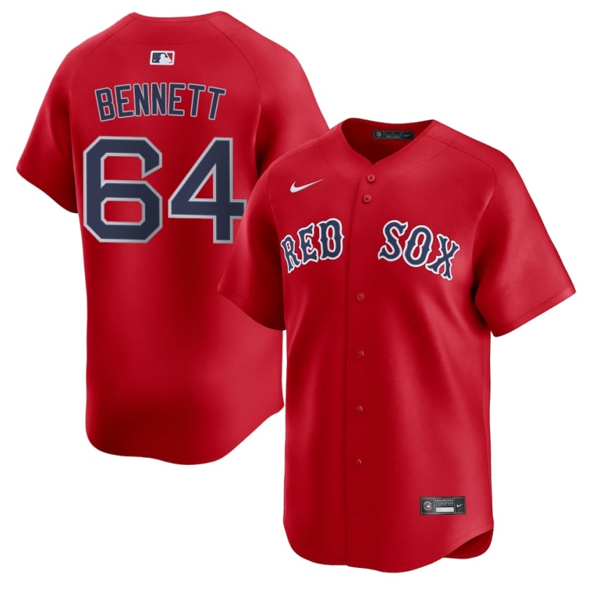#64 Jake Bennett Red Sox Mens Baseball New Jersey - Red