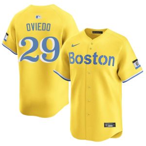 #29 Johan Oviedo Carmine Hose Men's Baseball Embroidery Jersey - Gold