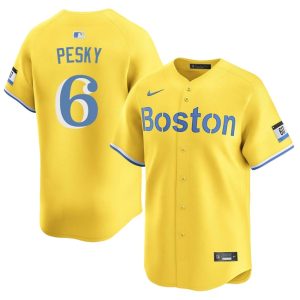 #6 Johnny Pesky BOS Red Sox Mens Baseball Official Jerseys - Gold