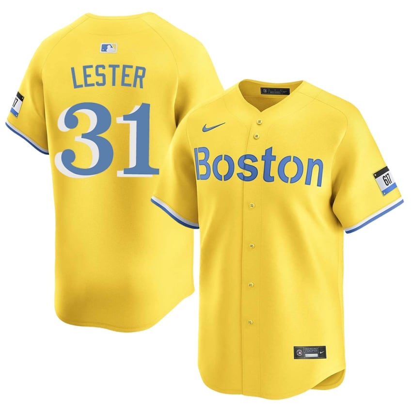 #31 Jon Lester Red Sox Men Baseball MLB Jersey - Gold