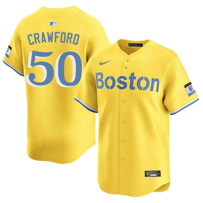 #50 Kutter Crawford Red Sox Mens Baseball MLB Jerseys - Gold