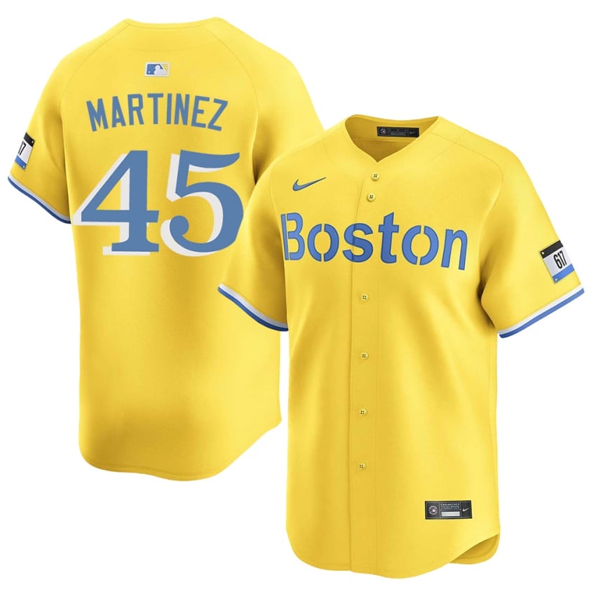 #45 Pedro Martinez Red Sox Nation Mens Baseball Player Jerseys - Gold