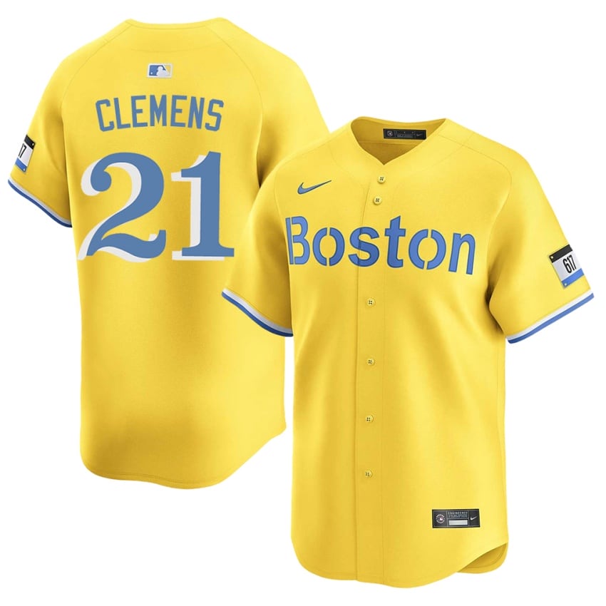 #21 Roger Clemens Boston Red Sox Mens Baseball 2026 Jersey - Gold