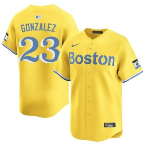 #23 Romy Gonzalez BoSox Men Baseball 2026 Jersey - Gold