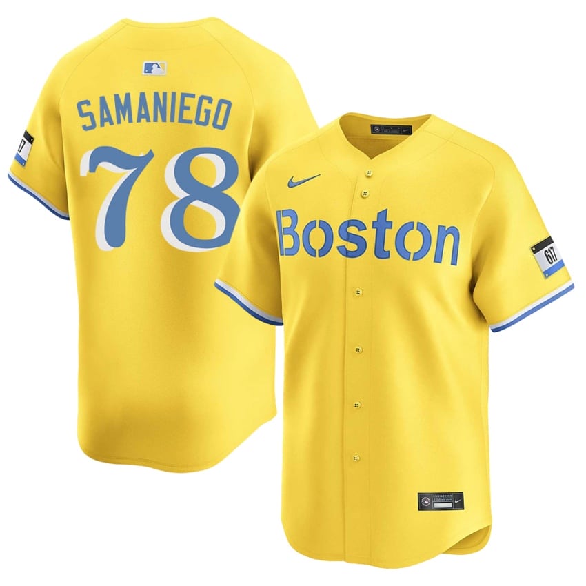 #78 Tyler Samaniego The Sox Men's Baseball Official Jersey - Gold