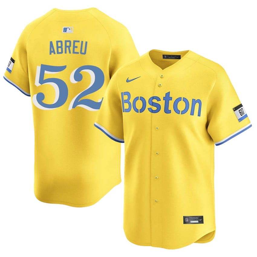 #52 Wilyer Abreu BOS Men's Baseball MLB Jerseys - Gold