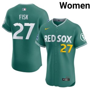 #27 Carlton Fisk Red Sox Womens Baseball Popular Jerseys - Green