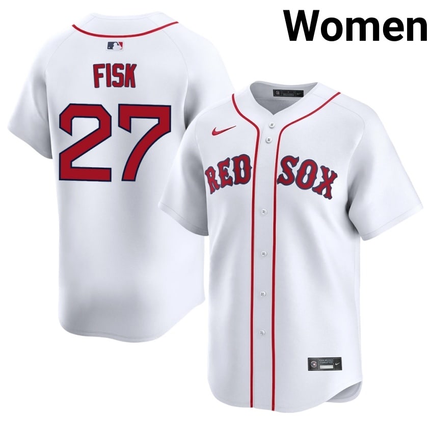 #27 Carlton Fisk Boston Red Sox Womens Baseball Player Jerseys - White