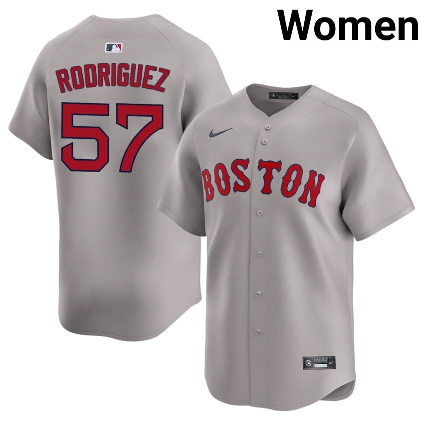 #57 Eduardo Rodriguez Carmine Hose Womens Baseball Official Jersey - Gray