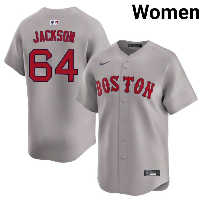 #64 Isaiah Jackson Red Sox Nation Women Baseball Official Jerseys - Gray