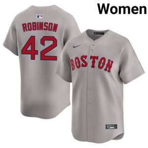 #42 Jackie Robinson Carmine Hose Womens Baseball Embroidery Jersey - Gray