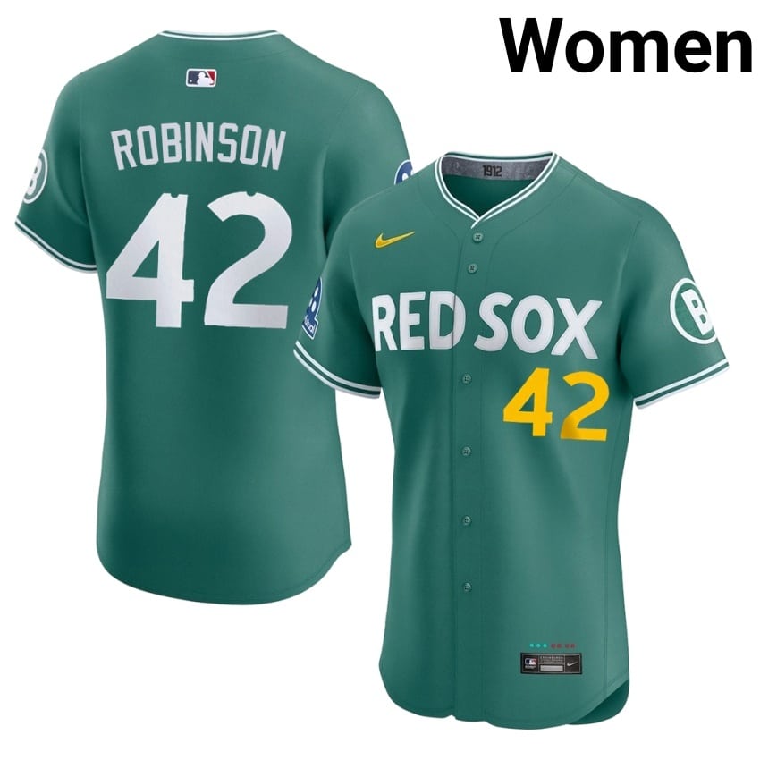 #42 Jackie Robinson Carmine Hose Womens Baseball 2026-27 Jersey - Green
