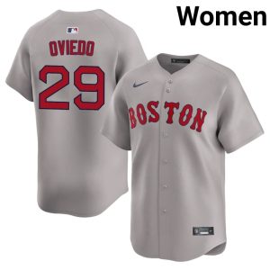 #29 Johan Oviedo BOS Red Sox Women's Baseball Stitched Jersey - Gray