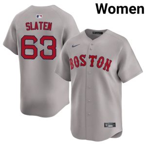#63 Justin Slaten Red Sox Women's Baseball Replica Jersey - Gray