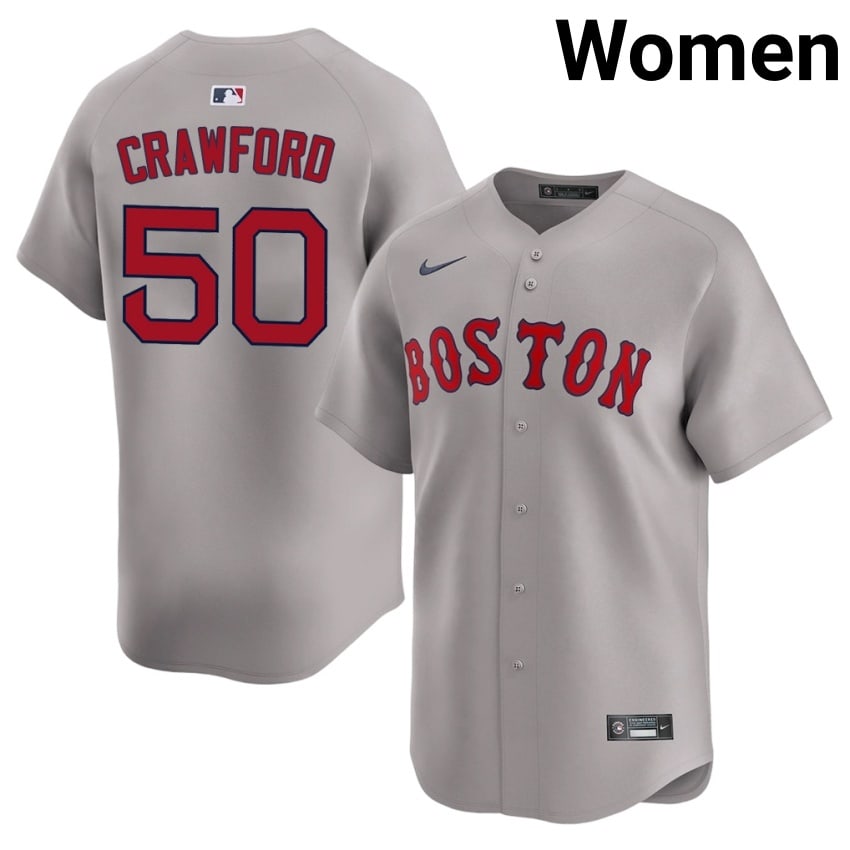 #50 Kutter Crawford Boston Red Sox Women's Baseball Embroidery Jersey - Gray