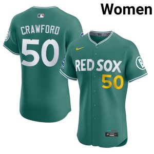 #50 Kutter Crawford Red Sox Nation Women's Baseball Replica Jersey - Green