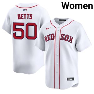 #50 Mookie Betts BRS Women's Baseball Stitched Jerseys - White