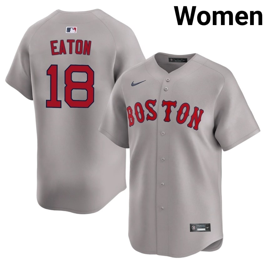 #18 Nate Eaton Red Sox Nation Womens Baseball 2026 Jerseys - Gray