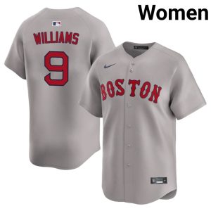 #9 Ted Williams Red Sox Women Baseball MLB Jerseys - Gray