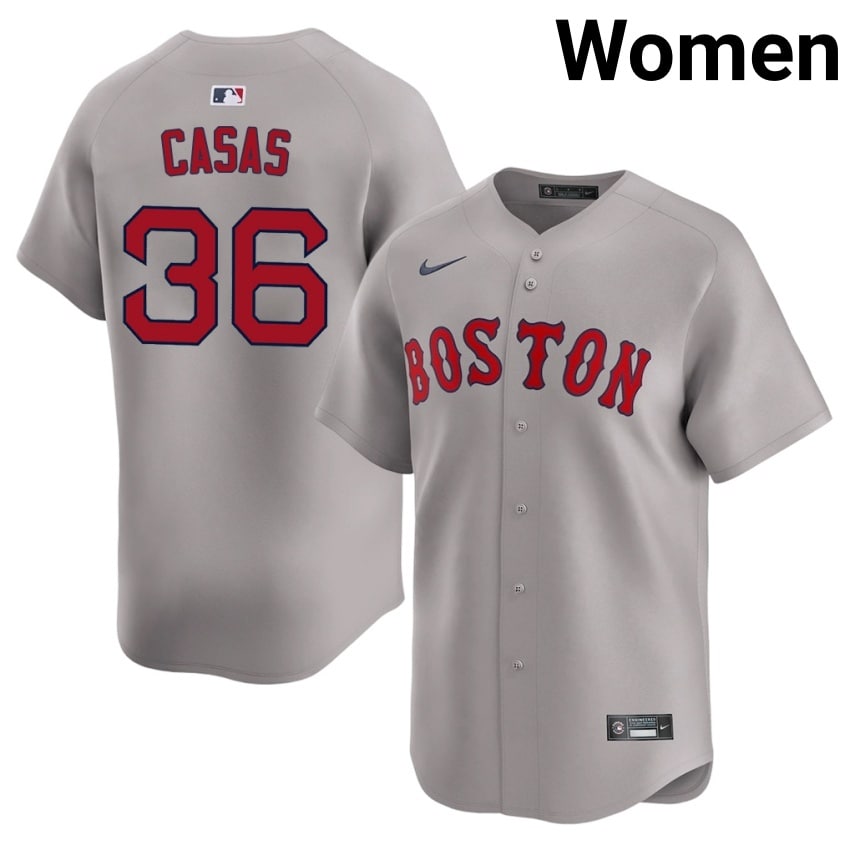 #36 Triston Casas Boston Women's Baseball Official Jerseys - Gray