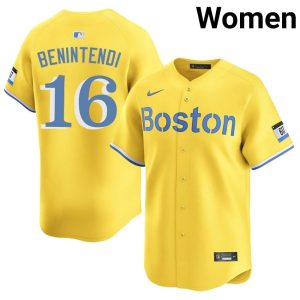 #16 Andrew Benintendi The Sox Women's Baseball Limited Jersey - Gold