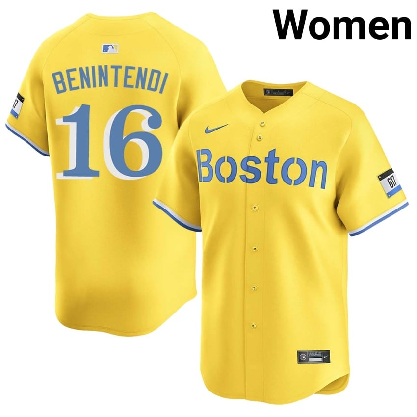 #16 Andrew Benintendi The Sox Women's Baseball Limited Jersey - Gold