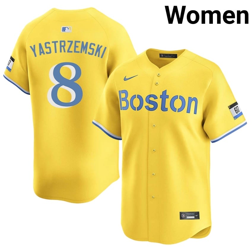 #8 Carl Yastrzemski BOS Women's Baseball New Jersey - Gold