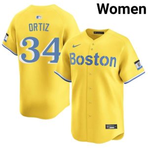 #34 David Ortiz Boston Womens Baseball Authentic Jerseys - Gold